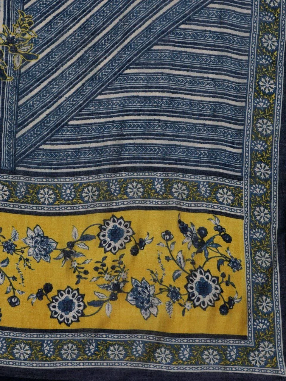 Mustard Yellow Floral Print Kurta Set with Dupatta 8
