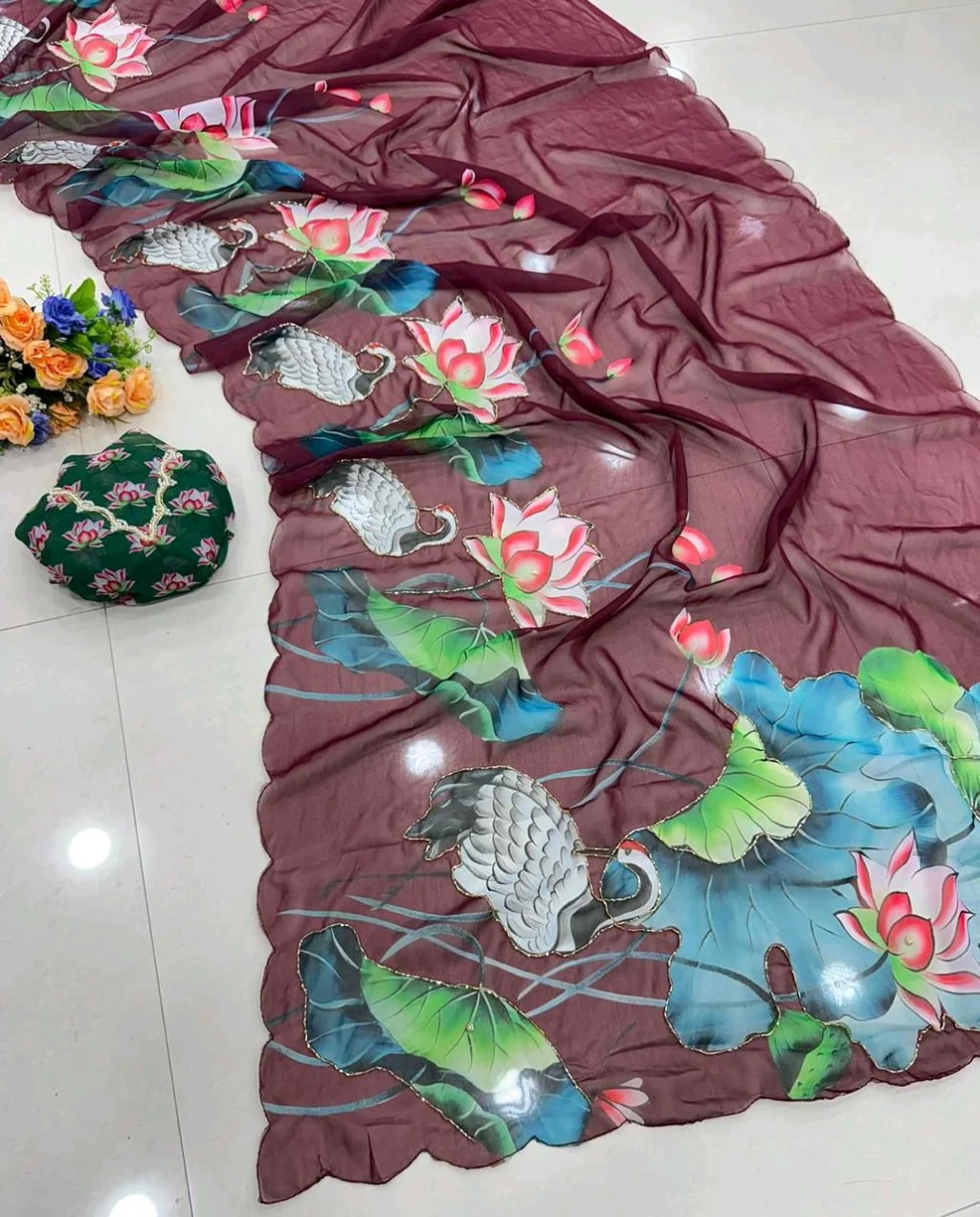Floral Georgette Saree with Matching Blouse 6
