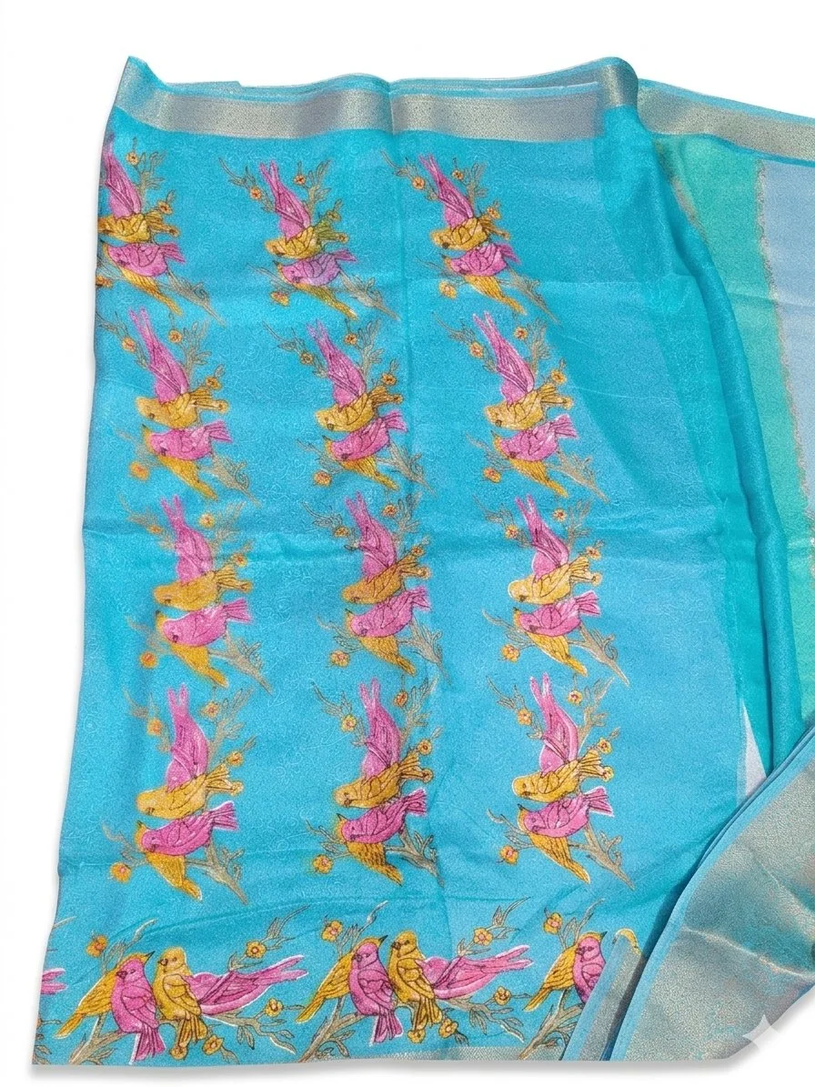 floral Bird designer zari weaving saree thumbnail 2