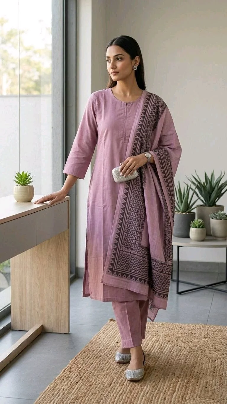 3-piece Kurta Set with Floral Dupatta thumbnail 9