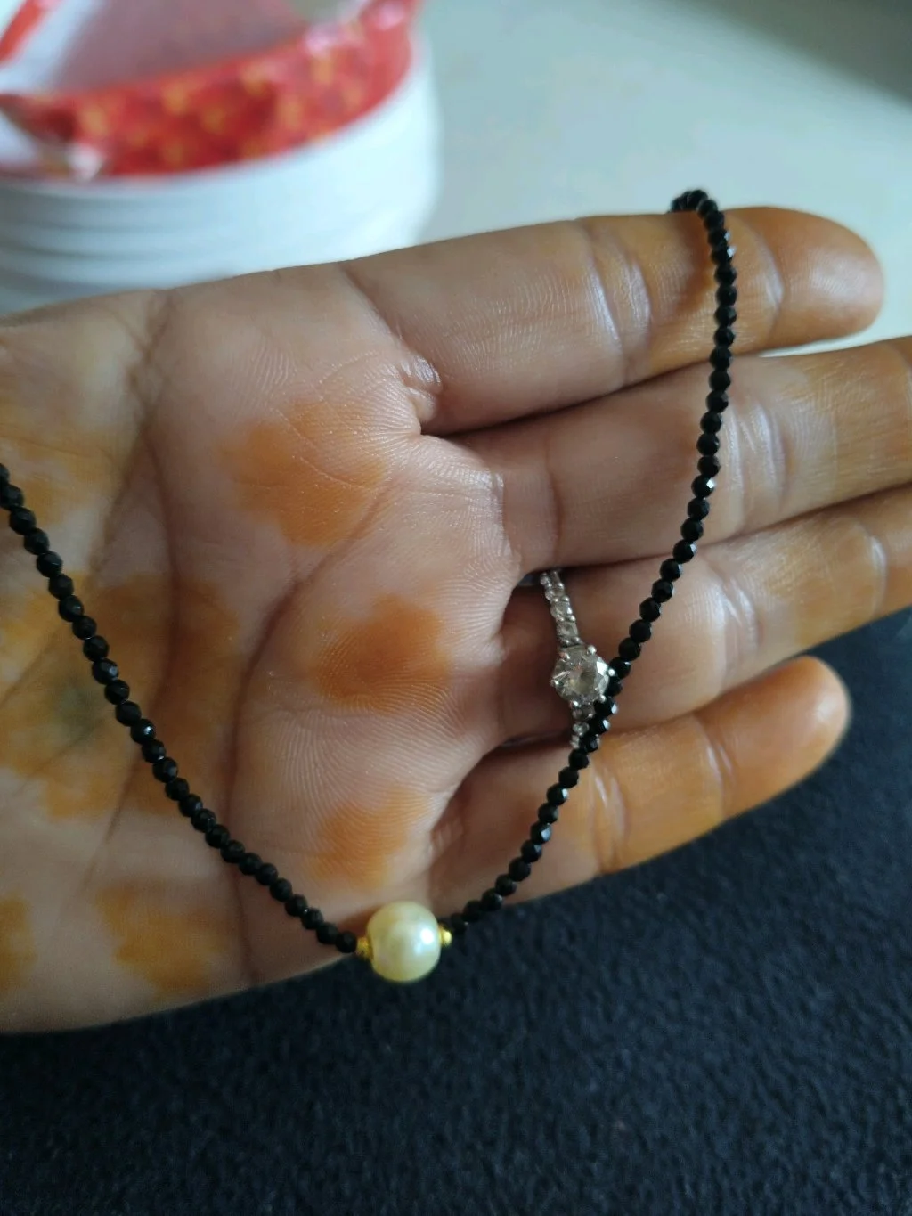 Black Bead Pearl Necklace