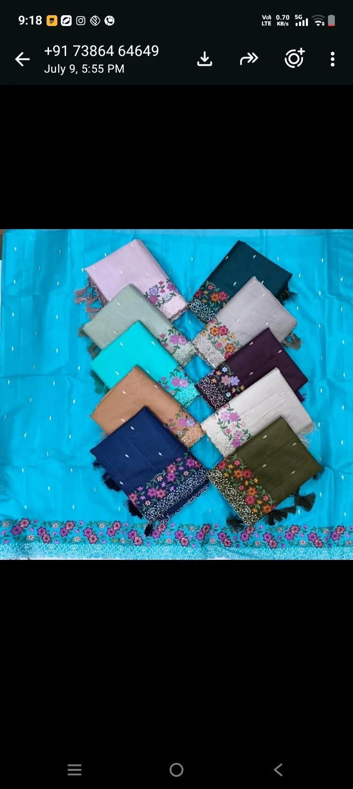 Embroidered Floral Border Stoles thumbnail 1