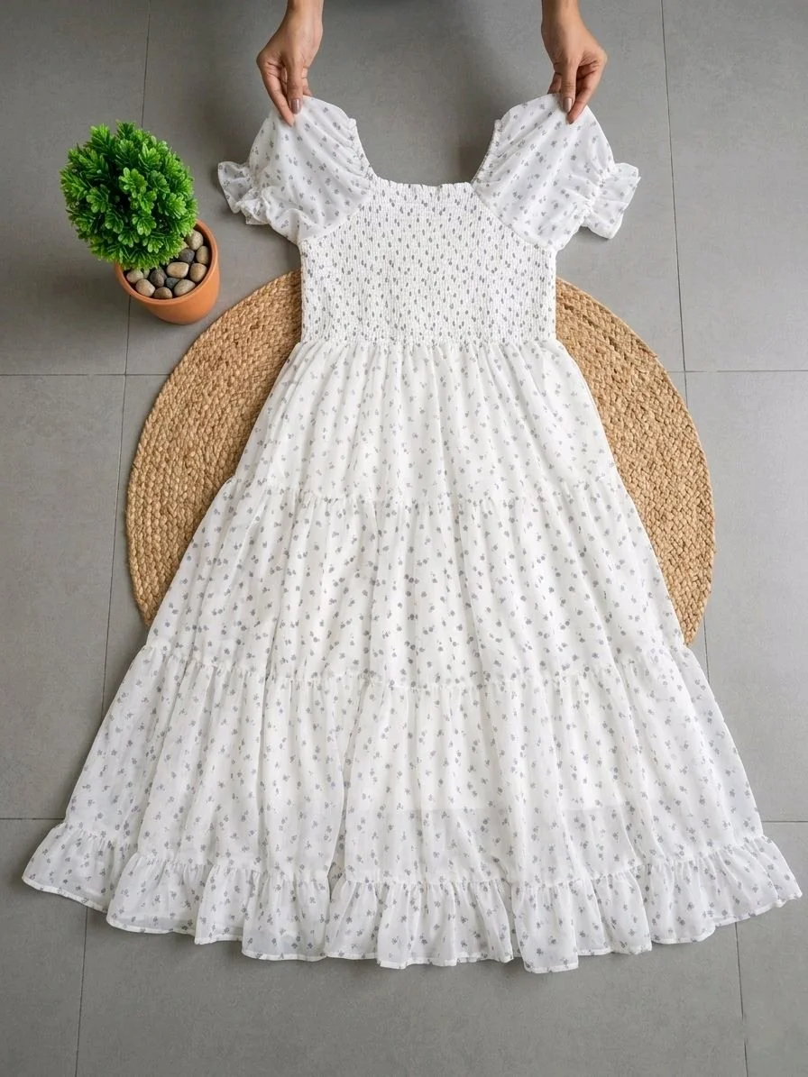 Plus Size Floral Smocked Tiered Maxi Dress 6
