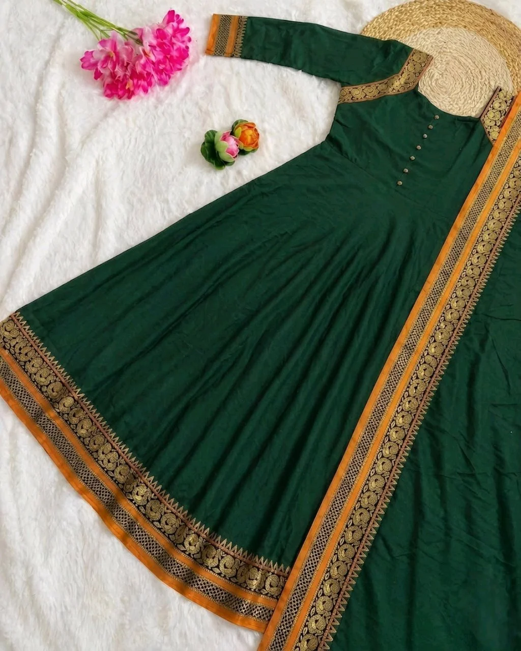 Anarkali Kurtas with Gold Border 1
