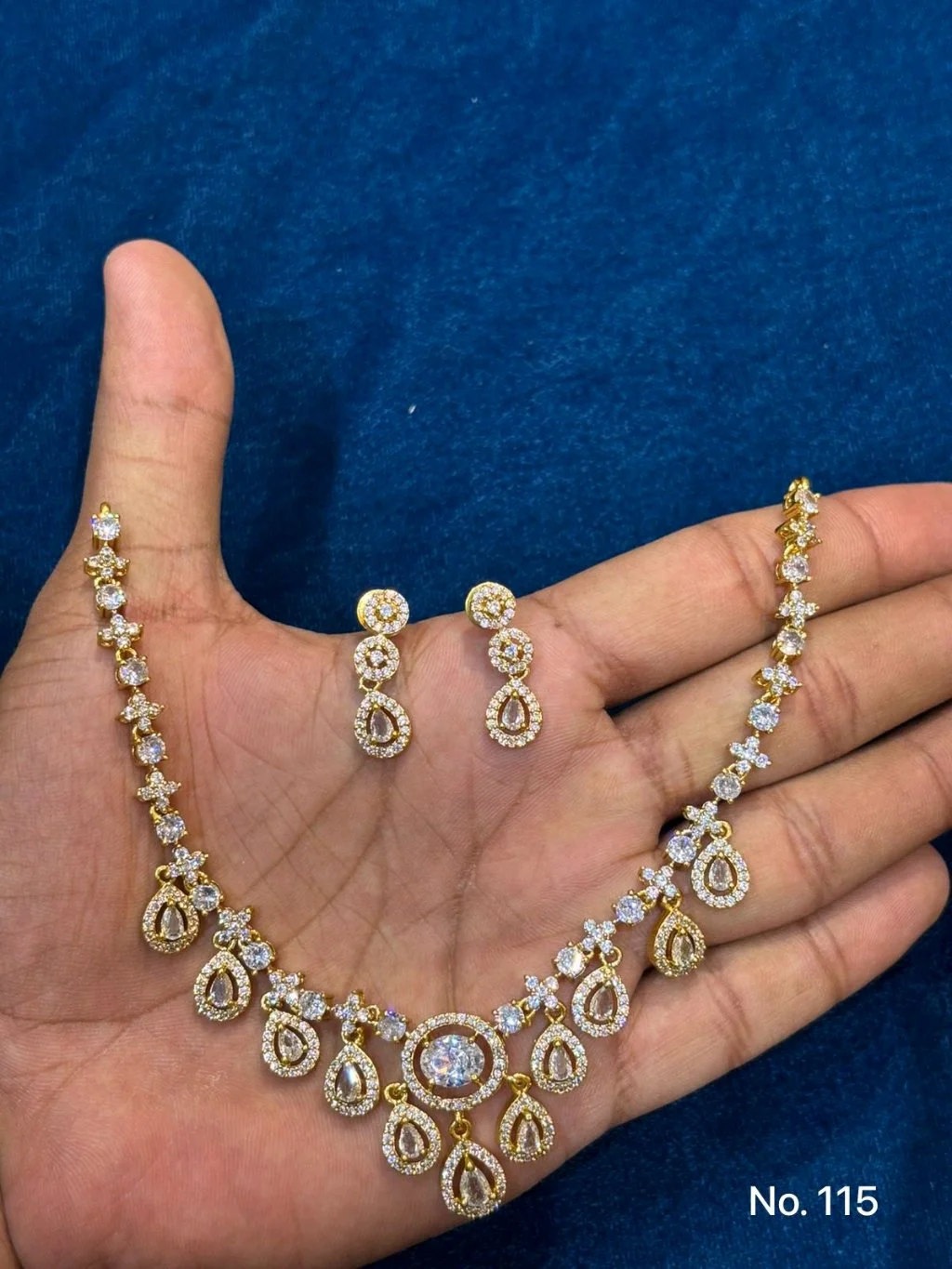 One Gram Gold Cz Stone Neck Set- Sale 1