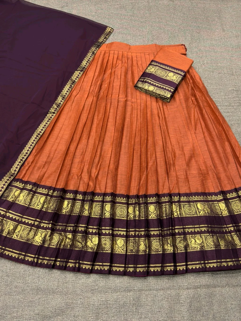 Traditional Silk Blend Lehenga Set with Zari Border 9