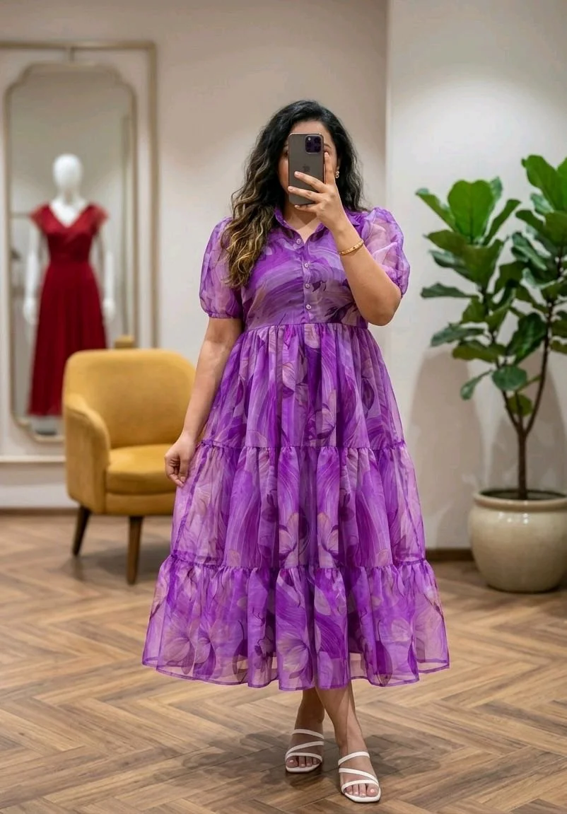 Leaf Print Tiered Midi Dress 4