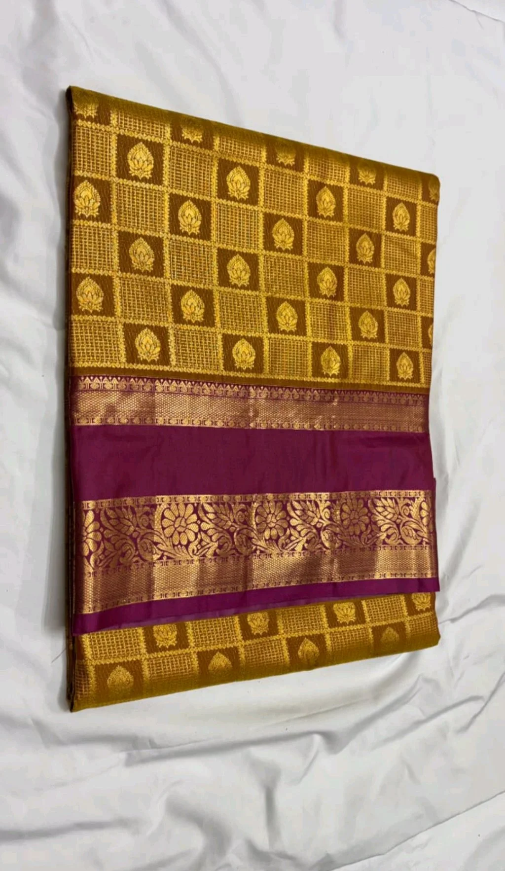 Olive Green Dharmavaram Pattu Saree with Zari Border 2