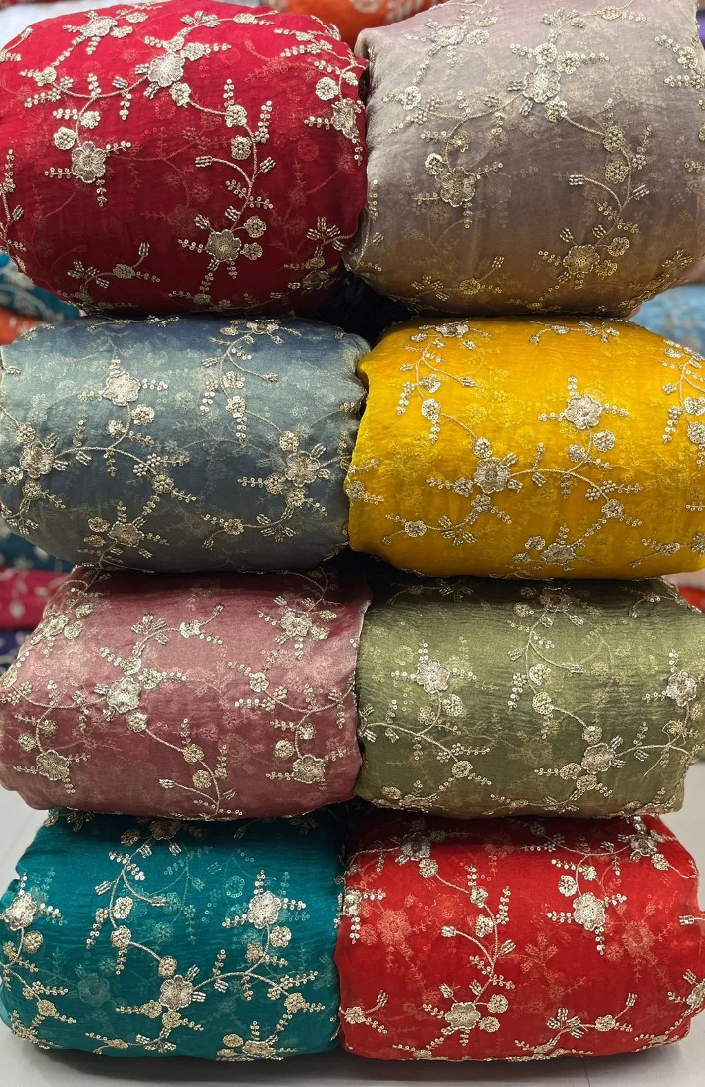 Embroidery Amir Silk Fabric.Minimum 4m Cut