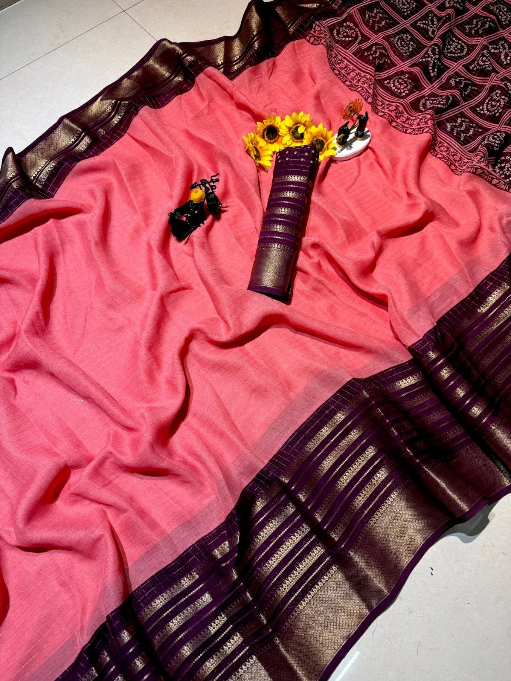 Mysore Silk Saree with Zari Border 3