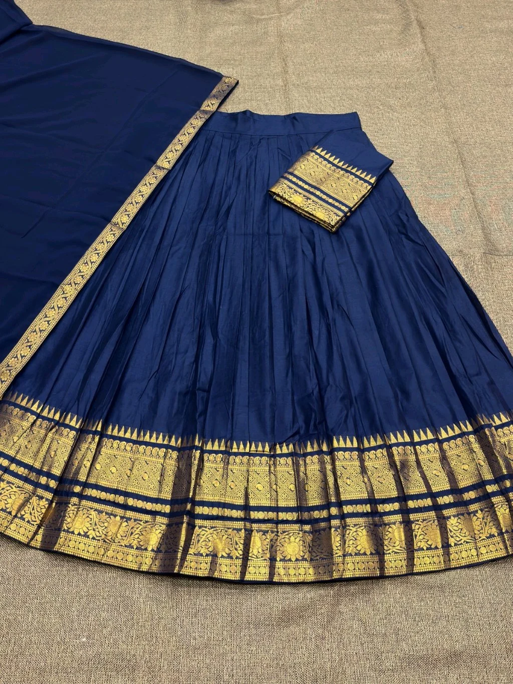 Traditional Silk Blend Lehenga Set with Zari Border 5
