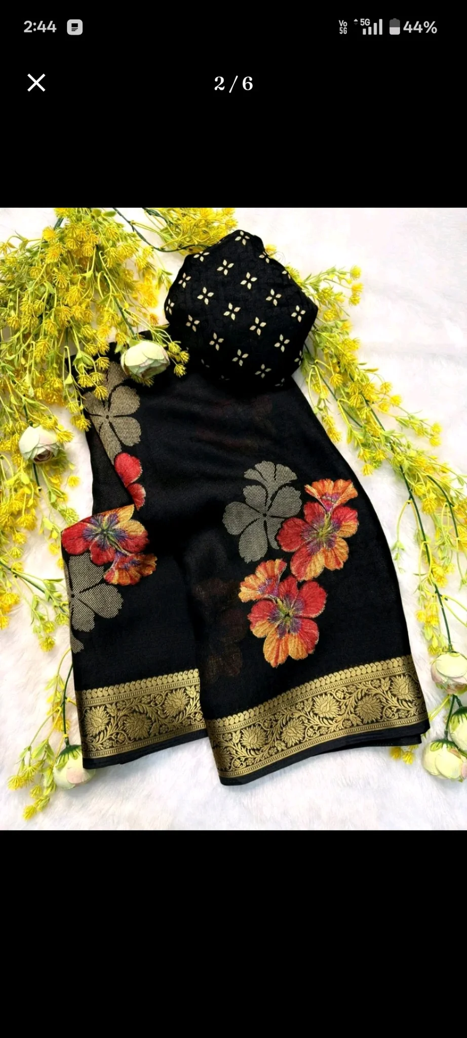 Purple Silk Blend Saree with Floral Weave and Zari Border thumbnail 3