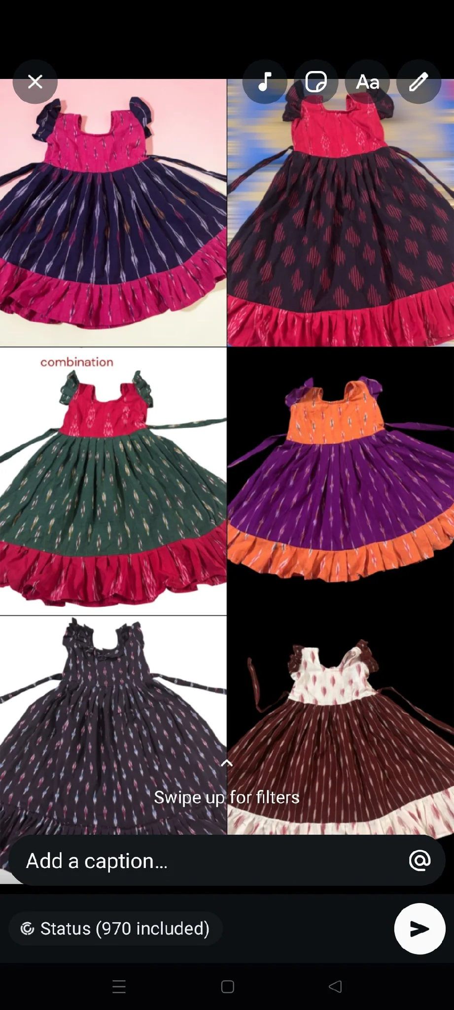 Girls Ikat Print Cotton Frock with Ruffle Hem