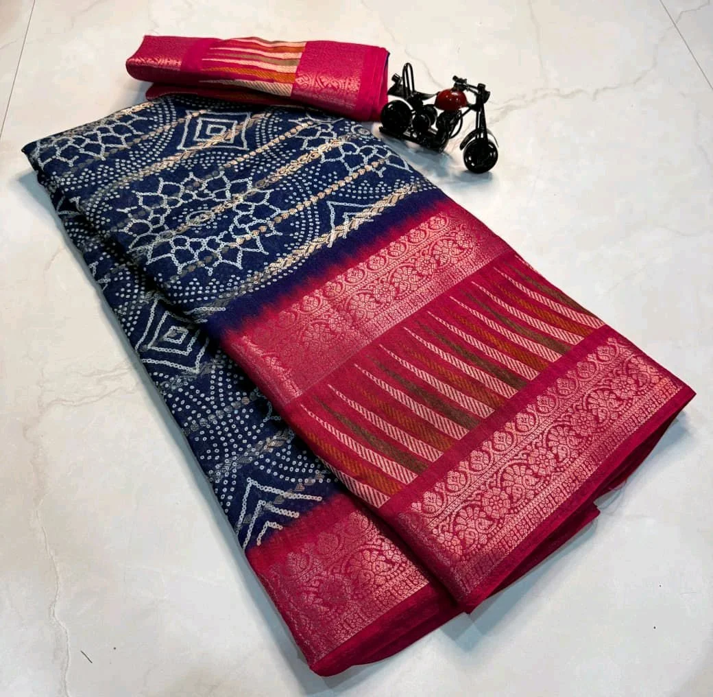 Dola Silk Saree with Zari Border thumbnail 1