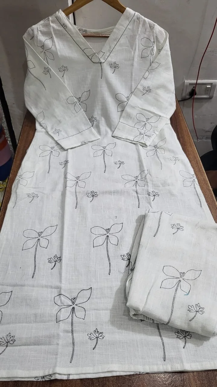 Red Ikat Print Cotton Kurta Set 2