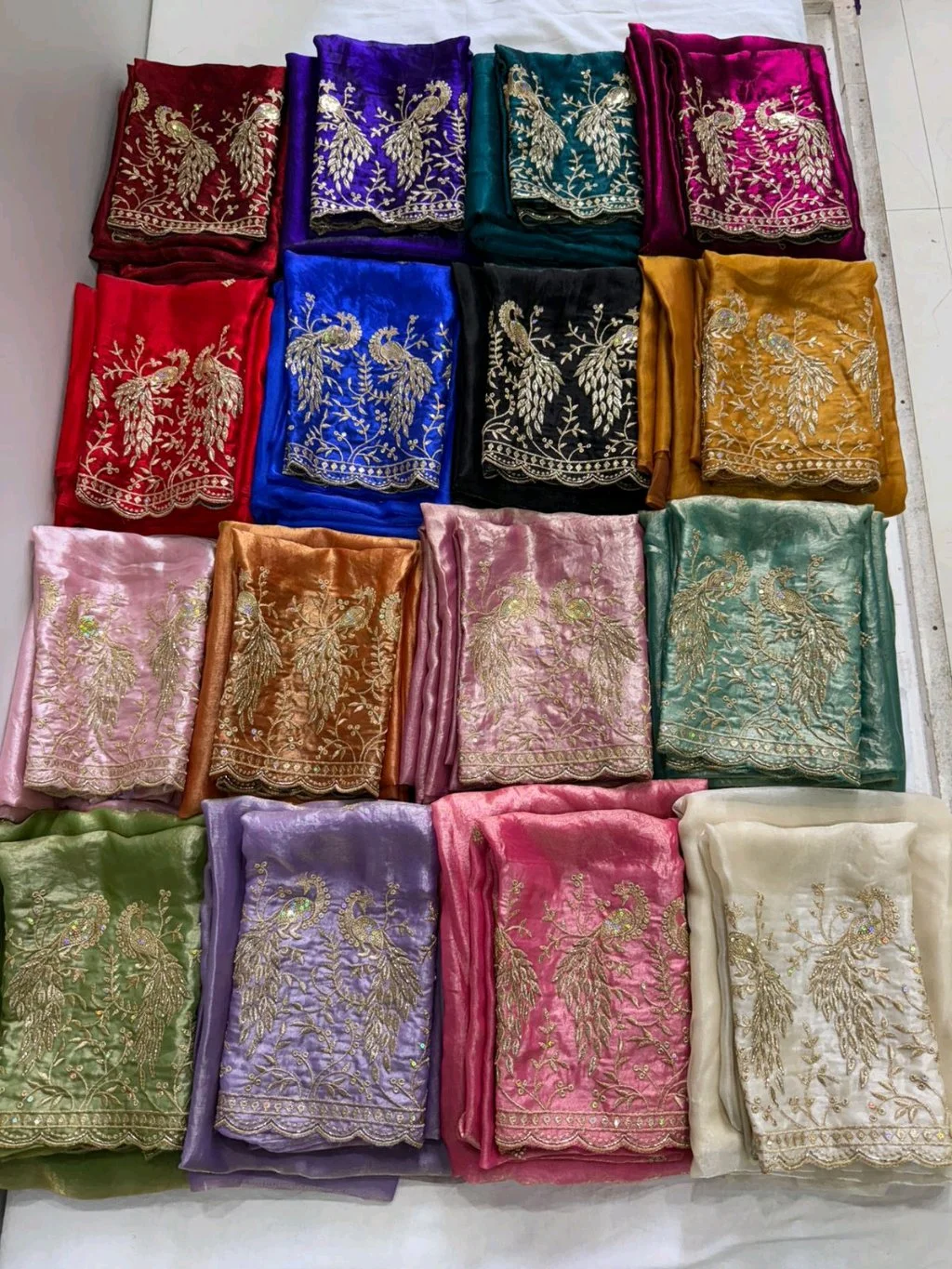 Space Sattin Saree With  Embroidered Blouse Fabric 10