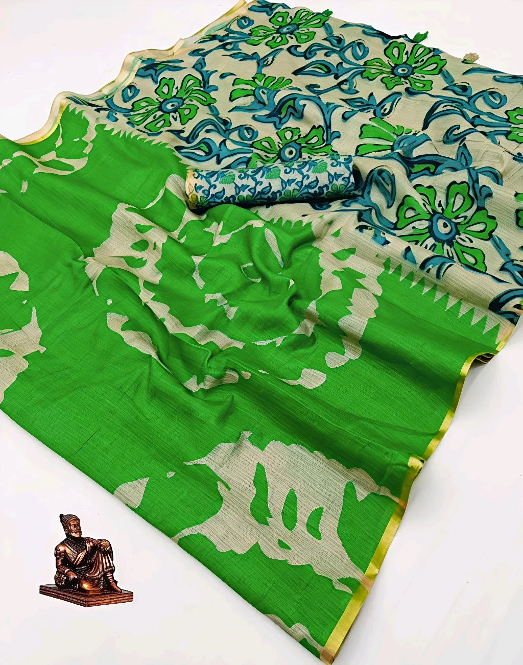 Shibori Kalamkari Print Viscose Silk Saree thumbnail 6