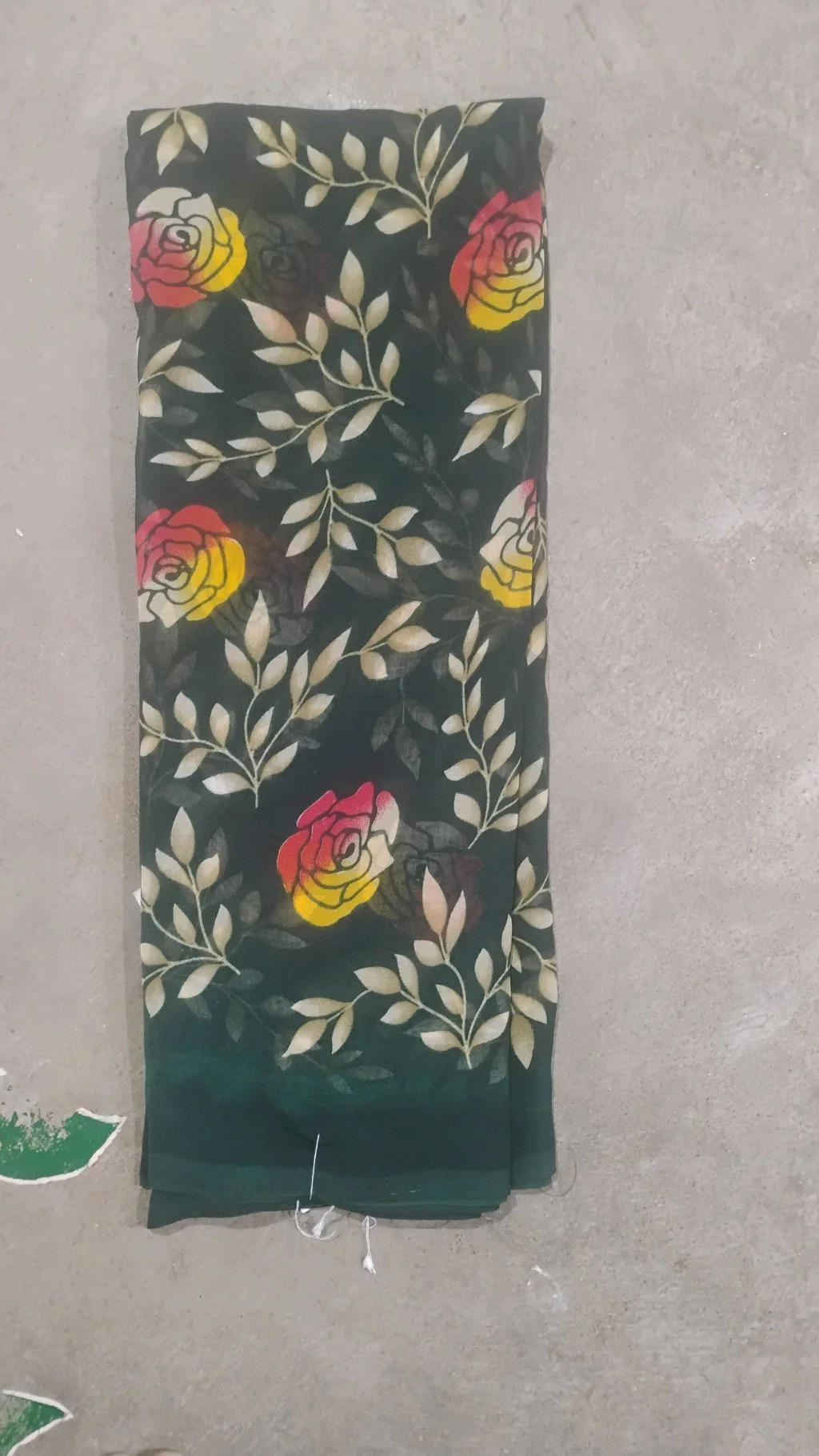 Combo Offer Dark Green & Mustard Yellow Floral Print Chiffon Saree thumbnail 3