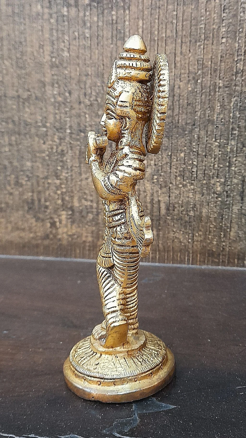 Royal Brass Lord Krishna Idol – Antique Finish | Premium Spiritual Home Décor (Flute Pose) 3