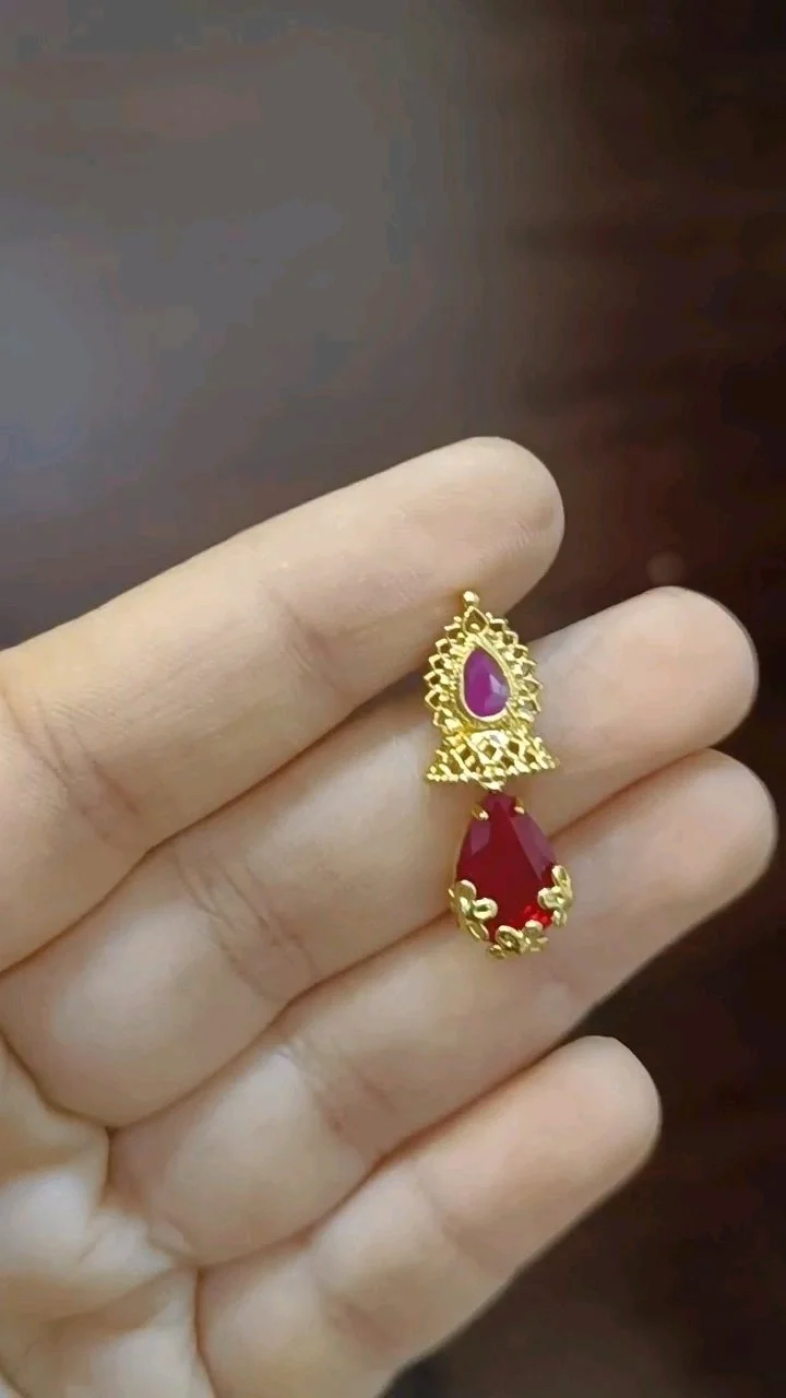 Gold Plated Blue and Clear Stone Drop Earring thumbnail 2