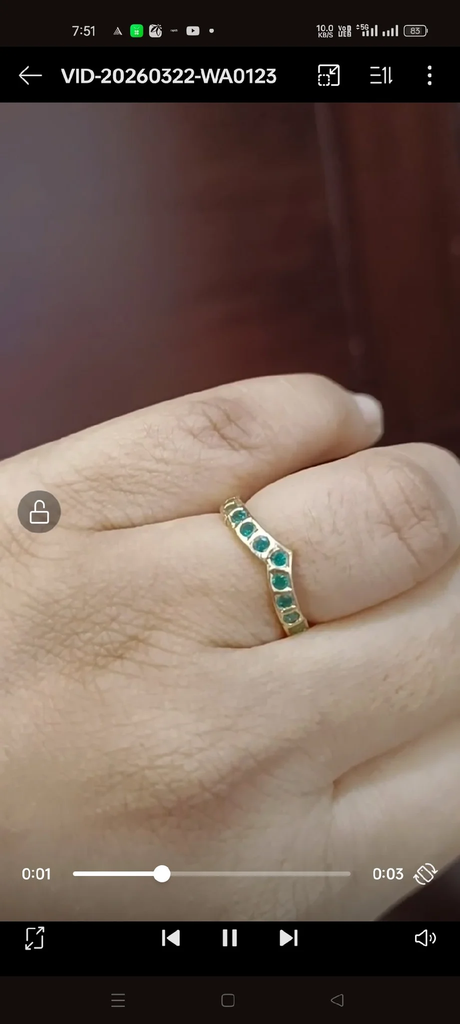 Gold Plated V Shape Ring with Red Stones 2