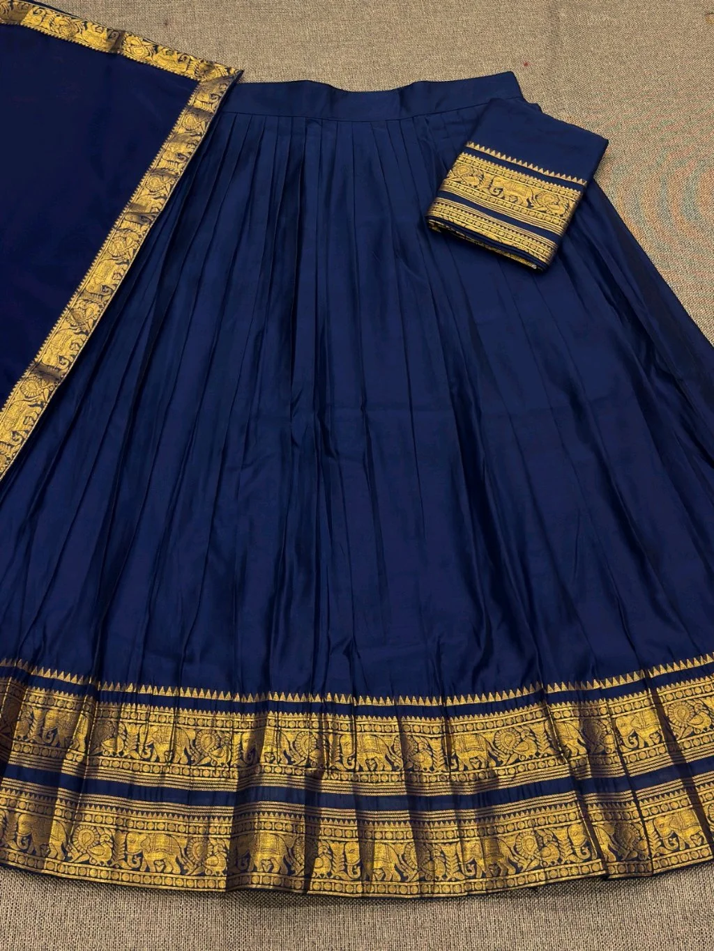 Traditional Silk Blend Lehenga Set with Zari Border 8