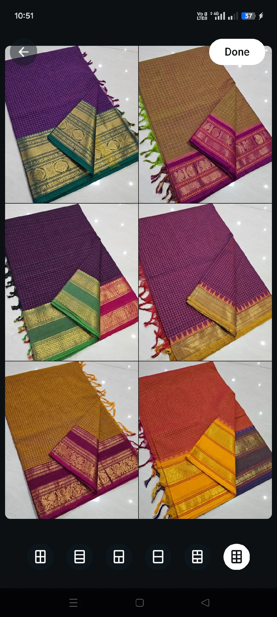 Checked Cotton Saree with Zari Border