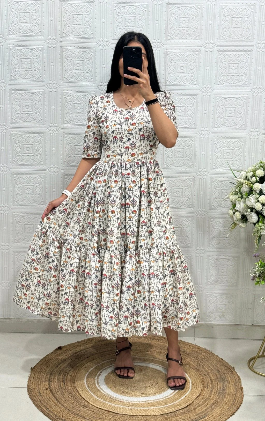 Floral Tiered Maxi Dress with Puff Sleeves 2
