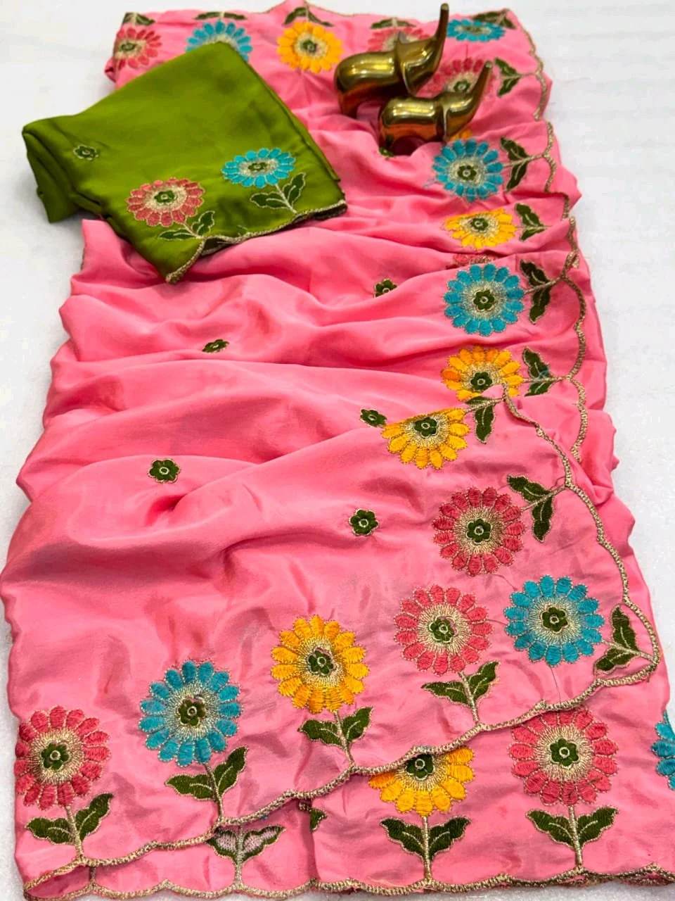 Crepe Silk With Designer  Embroidered Saree 9