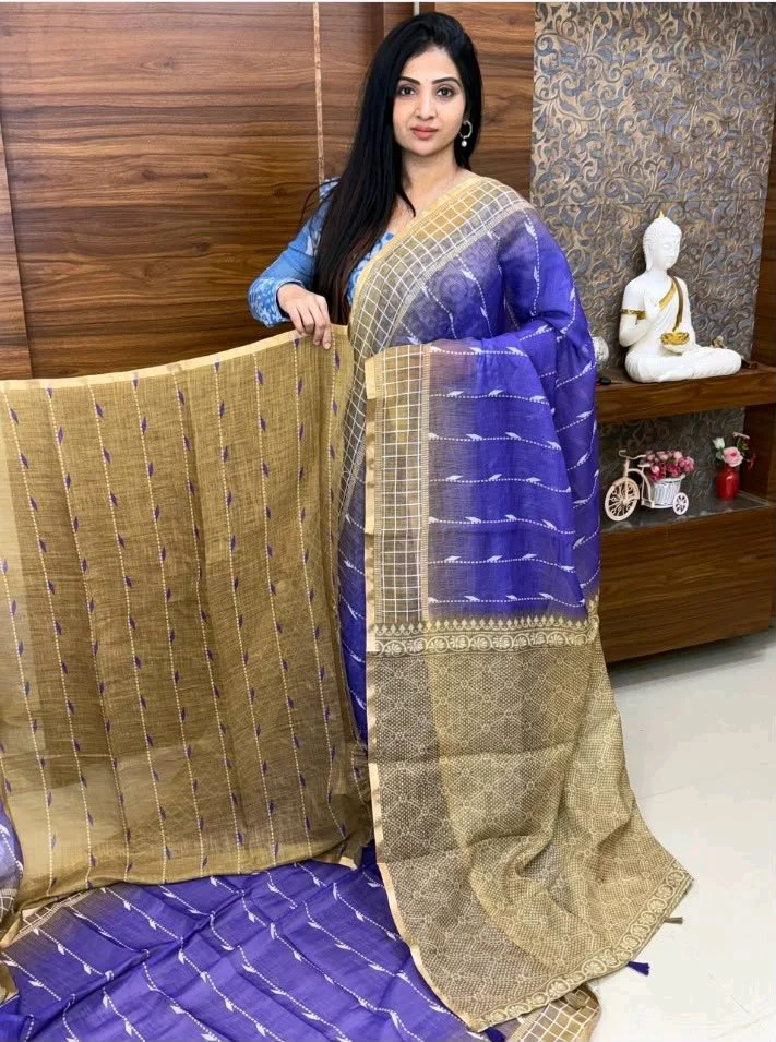 Lenin Cotton Saree with Geometric Patterns 7