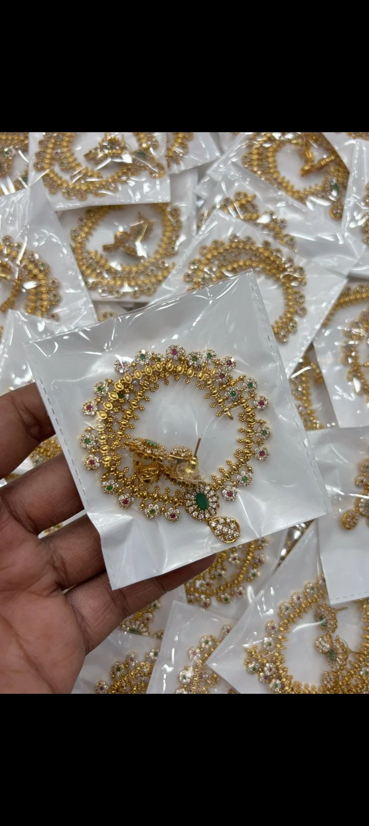 Gold Plated Floral Stone Necklace Set