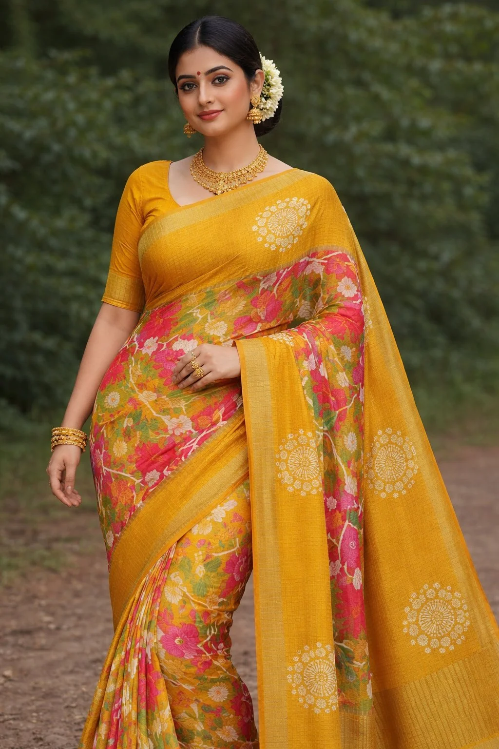 Crepe Silk Center Design Saree 1