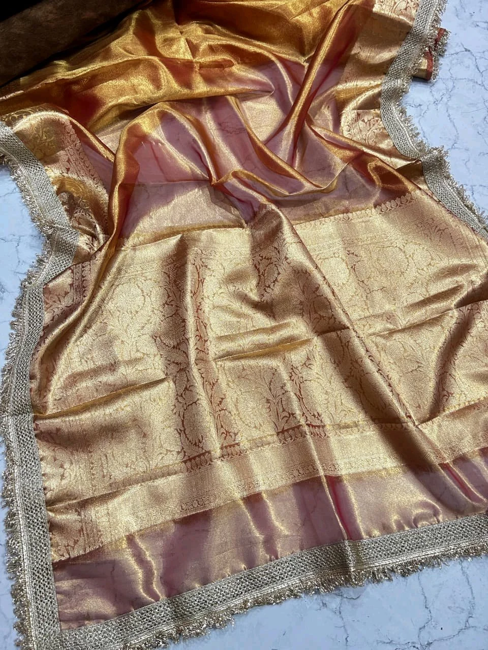 Banarasi Rangeen Tissue Silk Saree Collection with Rich Zari Border thumbnail 6