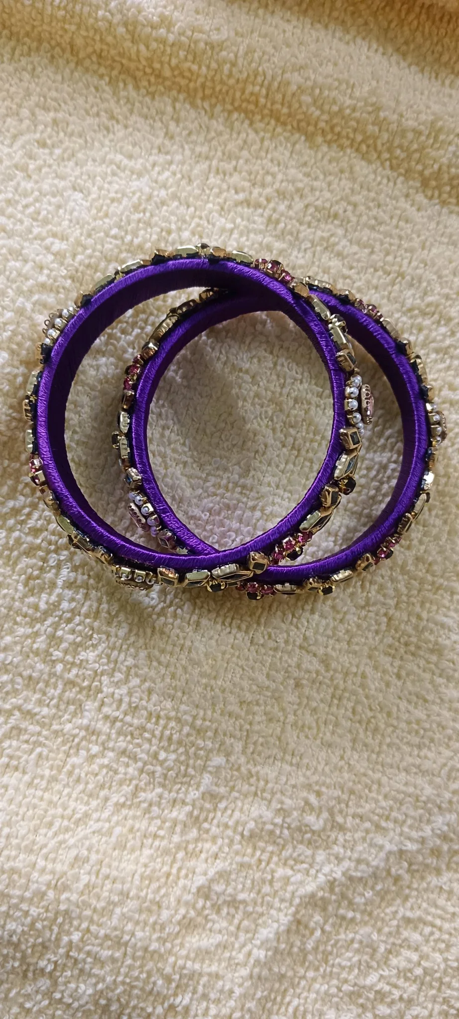 Purple Velvet Stone Embellished Bangles thumbnail 3