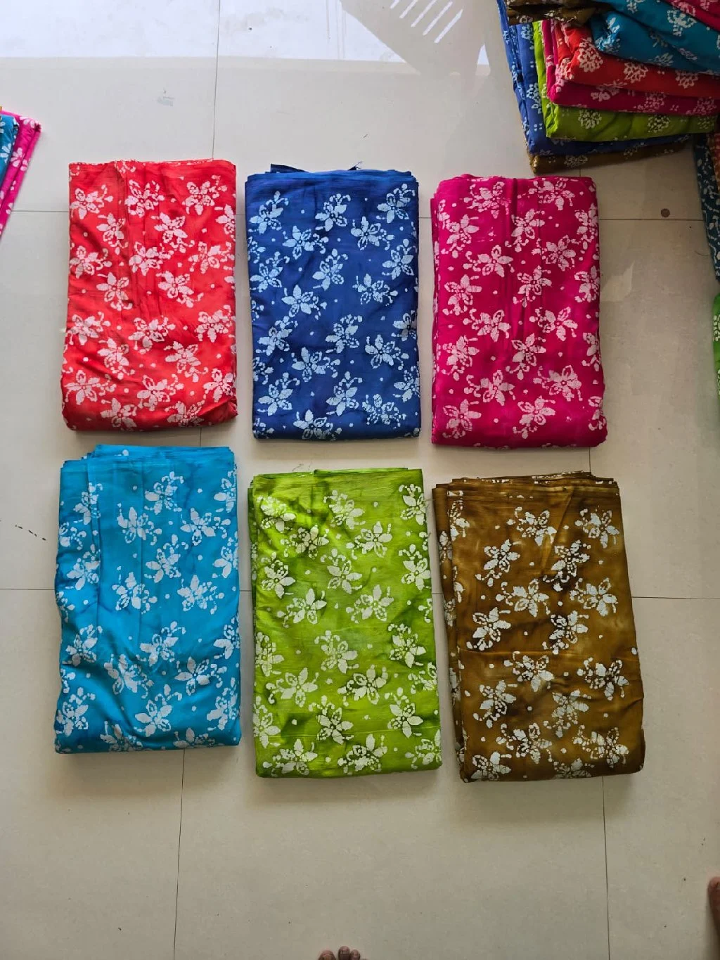 Multi-Color Floral Batik Print Cotton Fabric 5