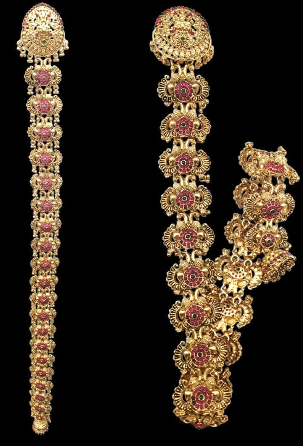 Traditional Gold Plated Peacock Jada Billa