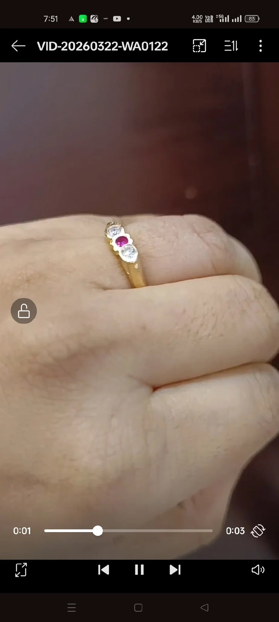 Gold Plated V Shape Ring with Red Stones - Variant 4