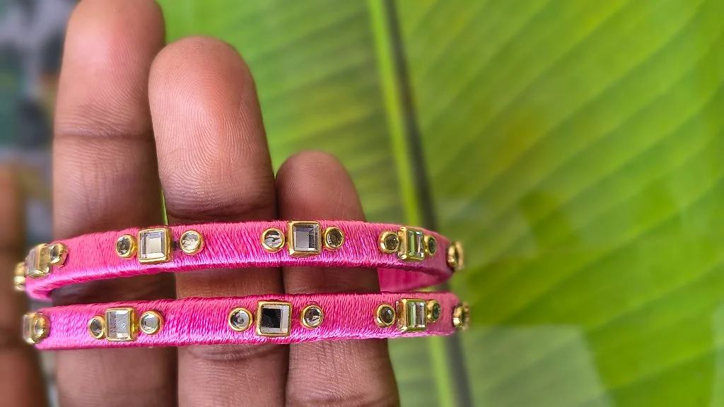 Pink Kundan bangles 2