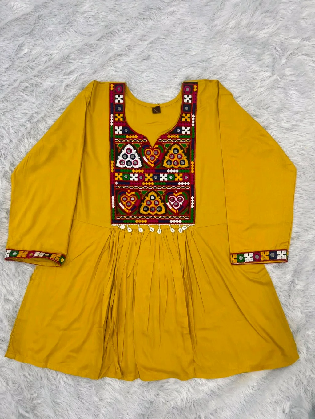 Rayon Kurti with Colorful Mirror Work Embroidery 7