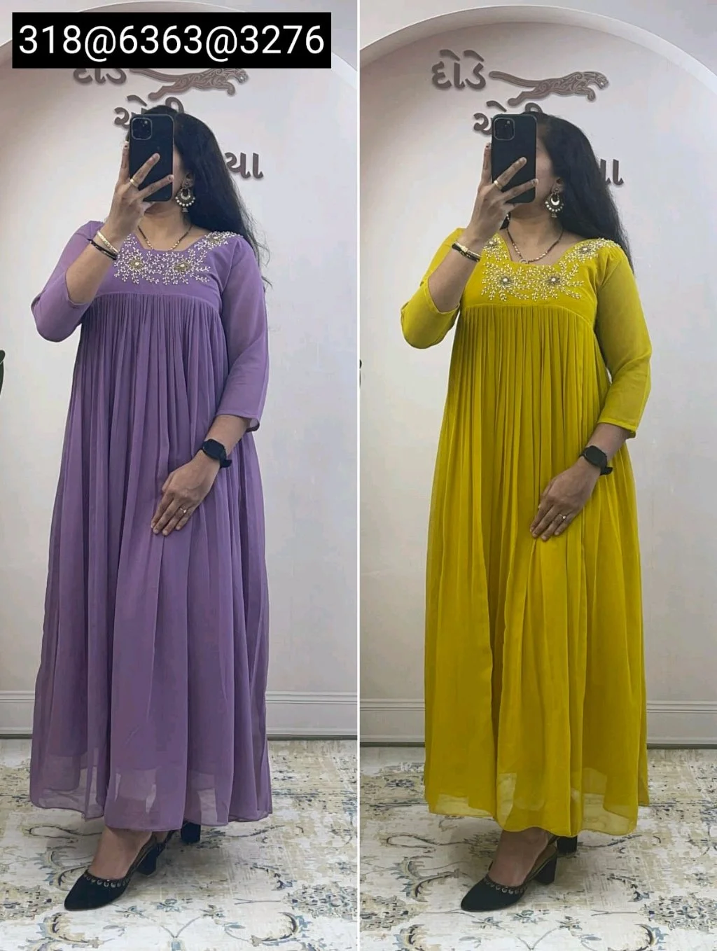 Embroidered Pleated Georgette Kurti thumbnail 10