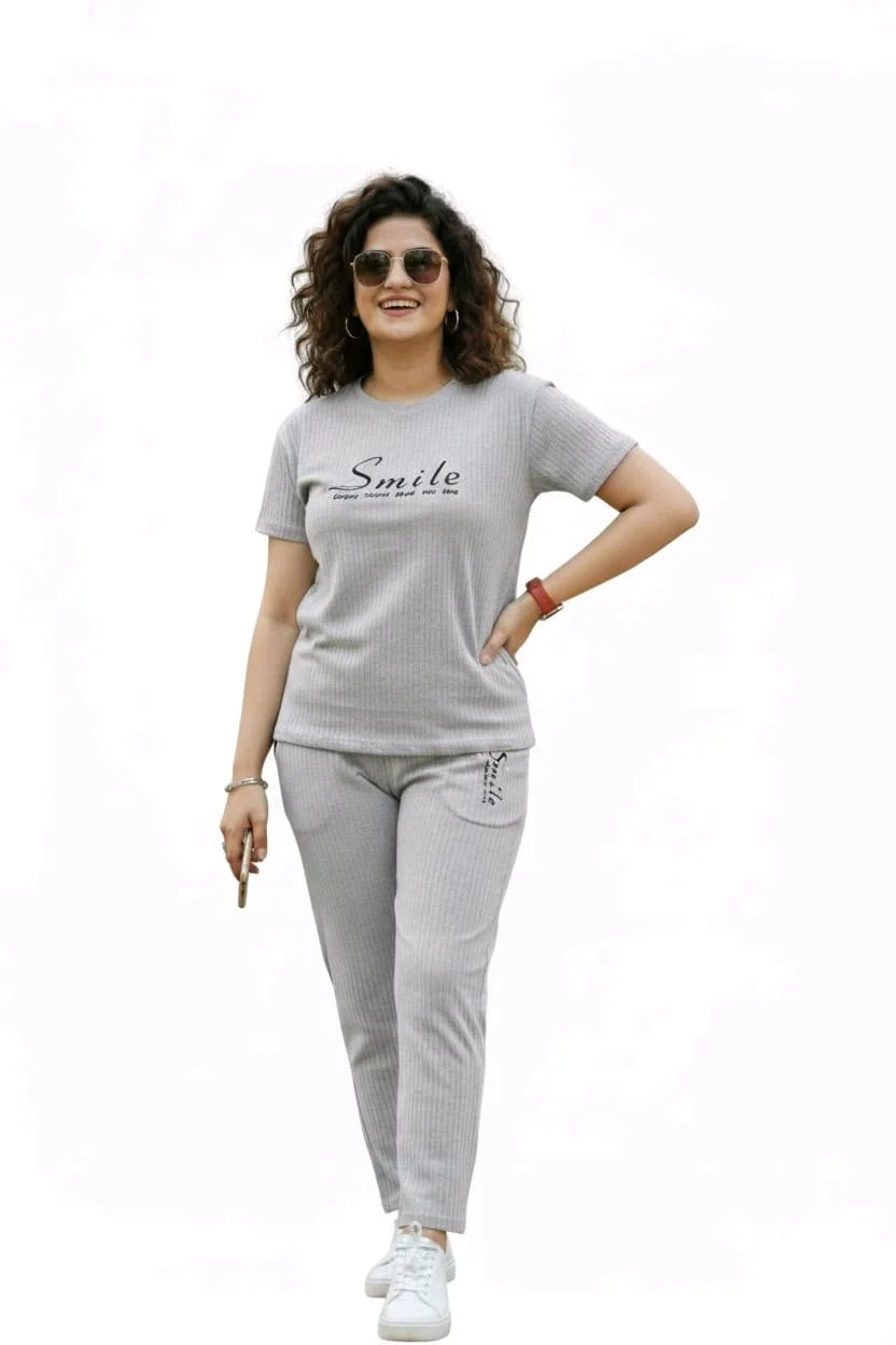 Smile Print T-shirt and Track Pants Set 6