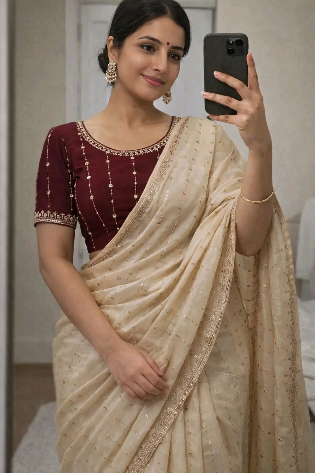 Georgette Work Saress thumbnail 6