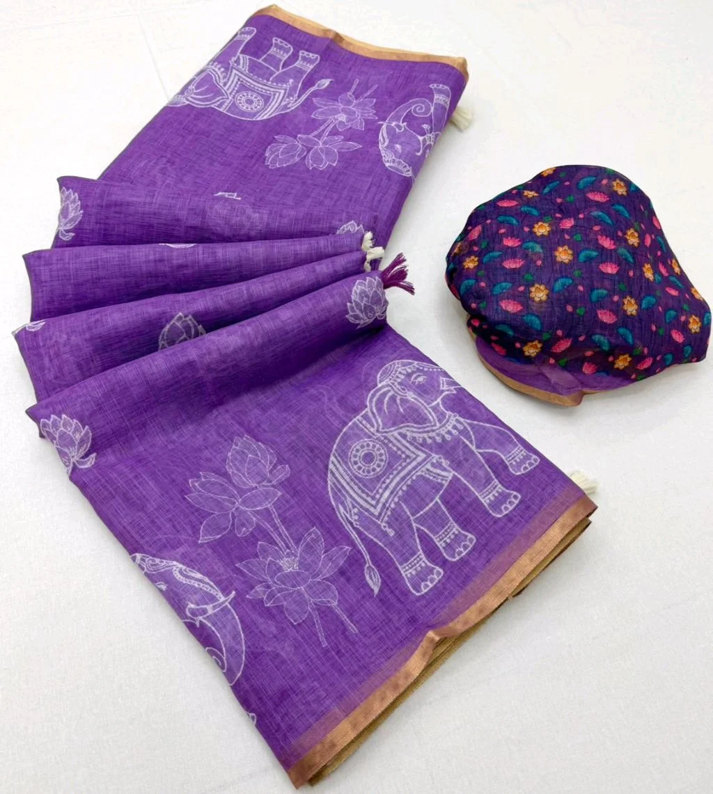 Soft Cotton Lenin Sarees 1