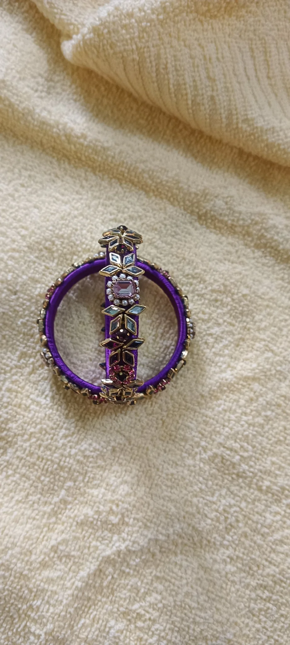 Royal Purple Silk Thread Stone Bangles (Handmade) thumbnail 6