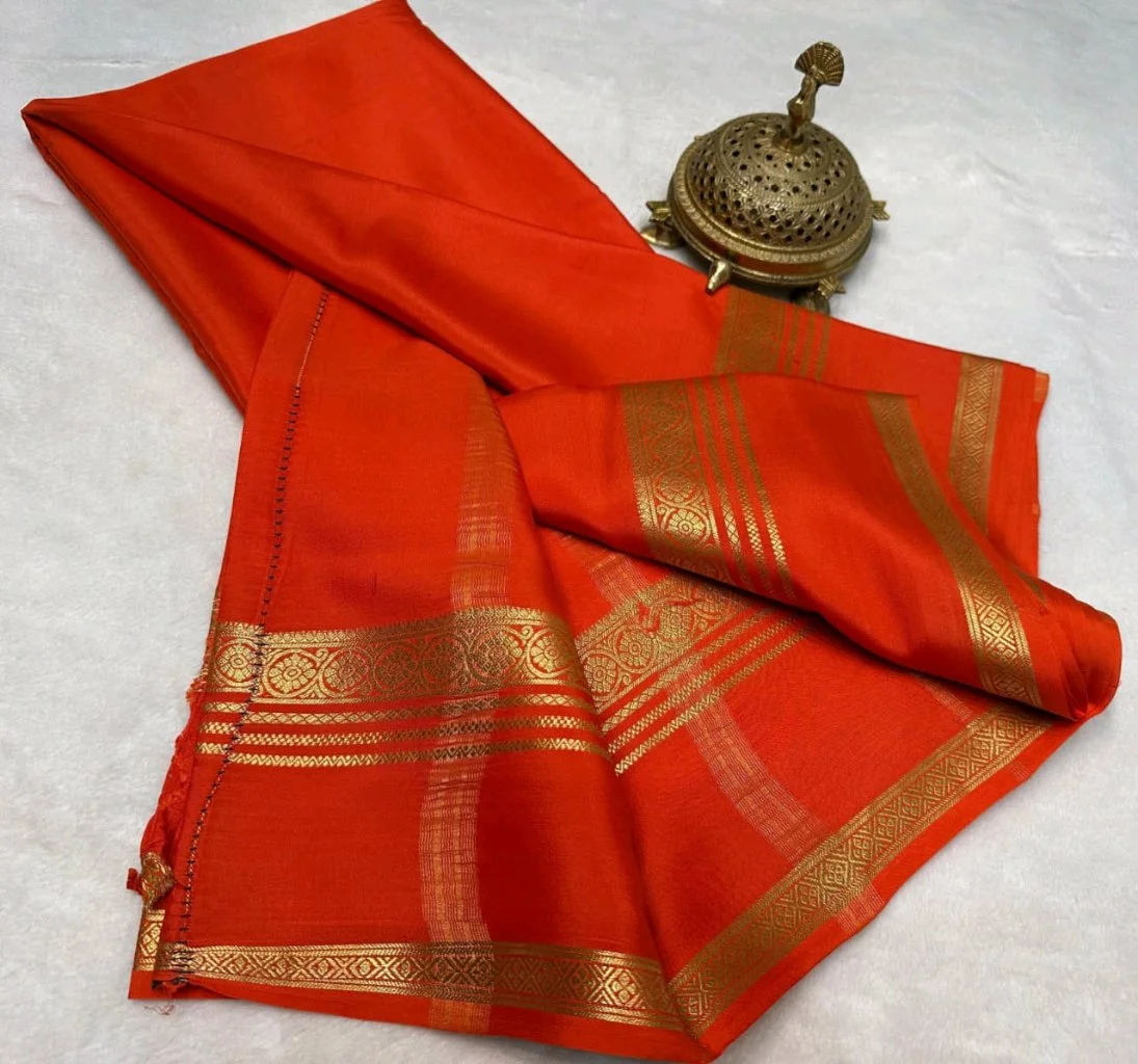 Mysore Silk Saree Collection with Gold Zari Border 8