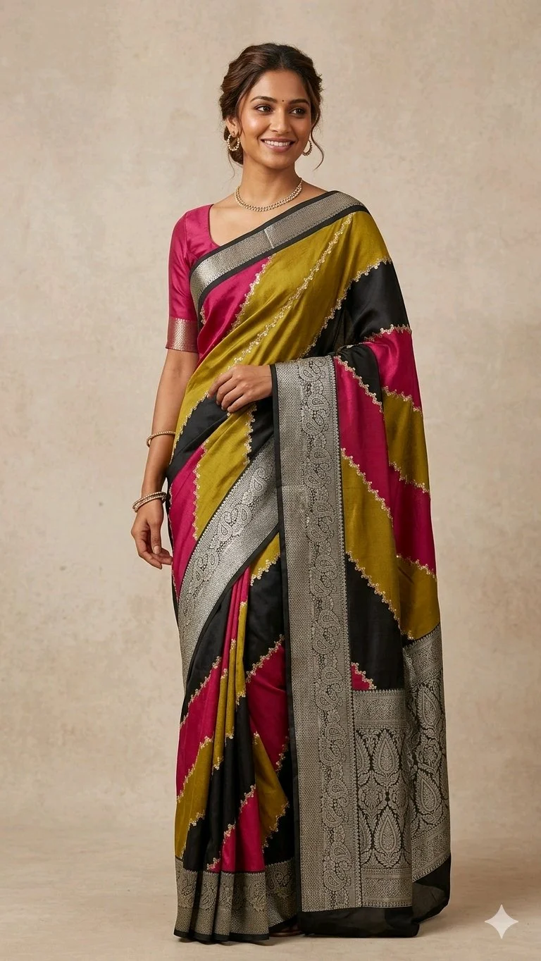 Pure Marshmallow Saree,Rank Kat Design 1