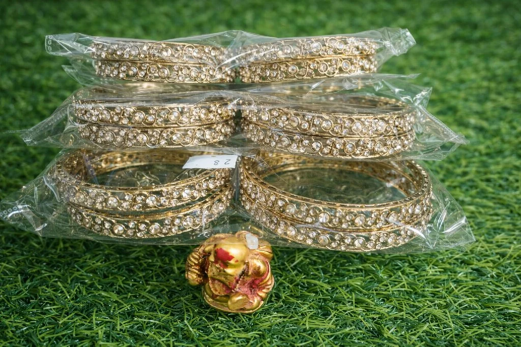 Gold Toned Stone Studded Bangles Set thumbnail 4