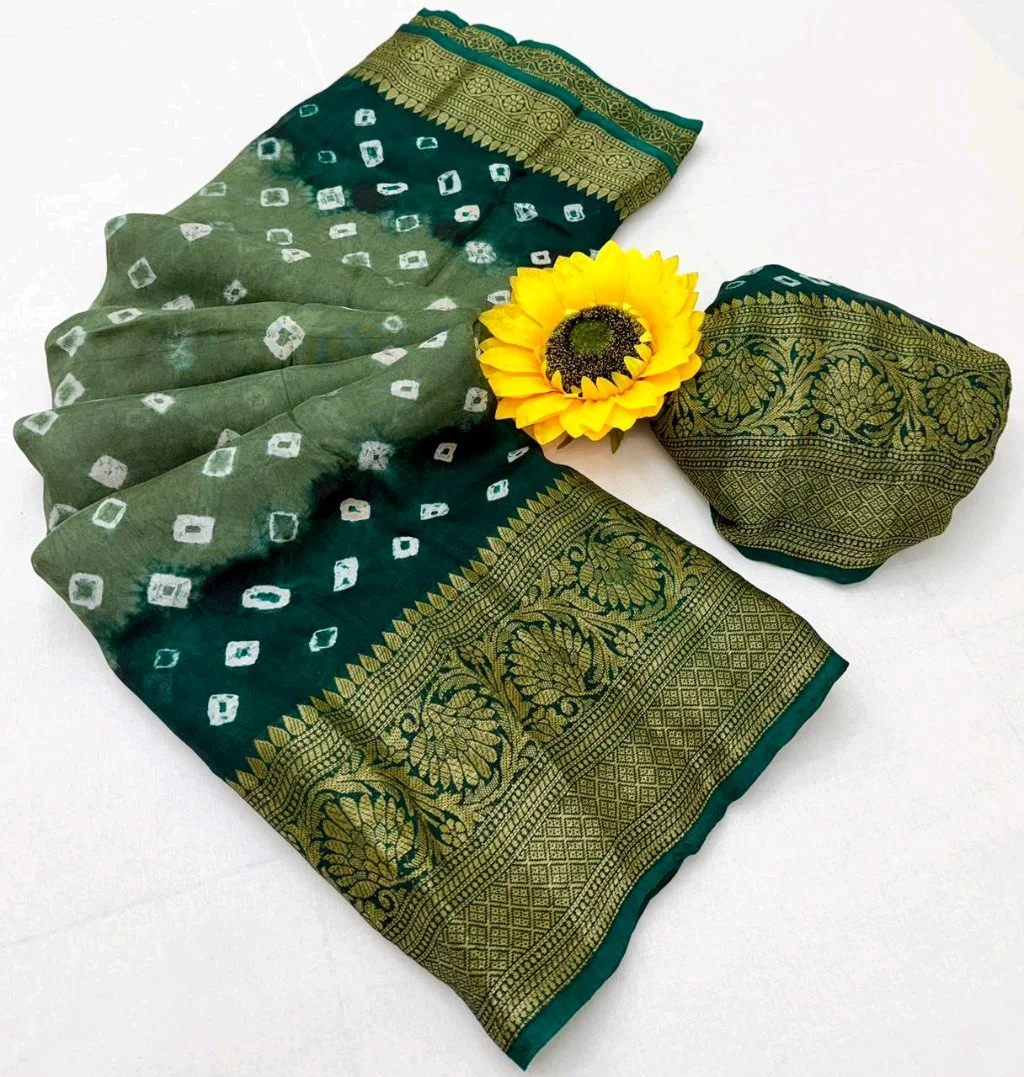Bandhani Saree with Zari Border 1