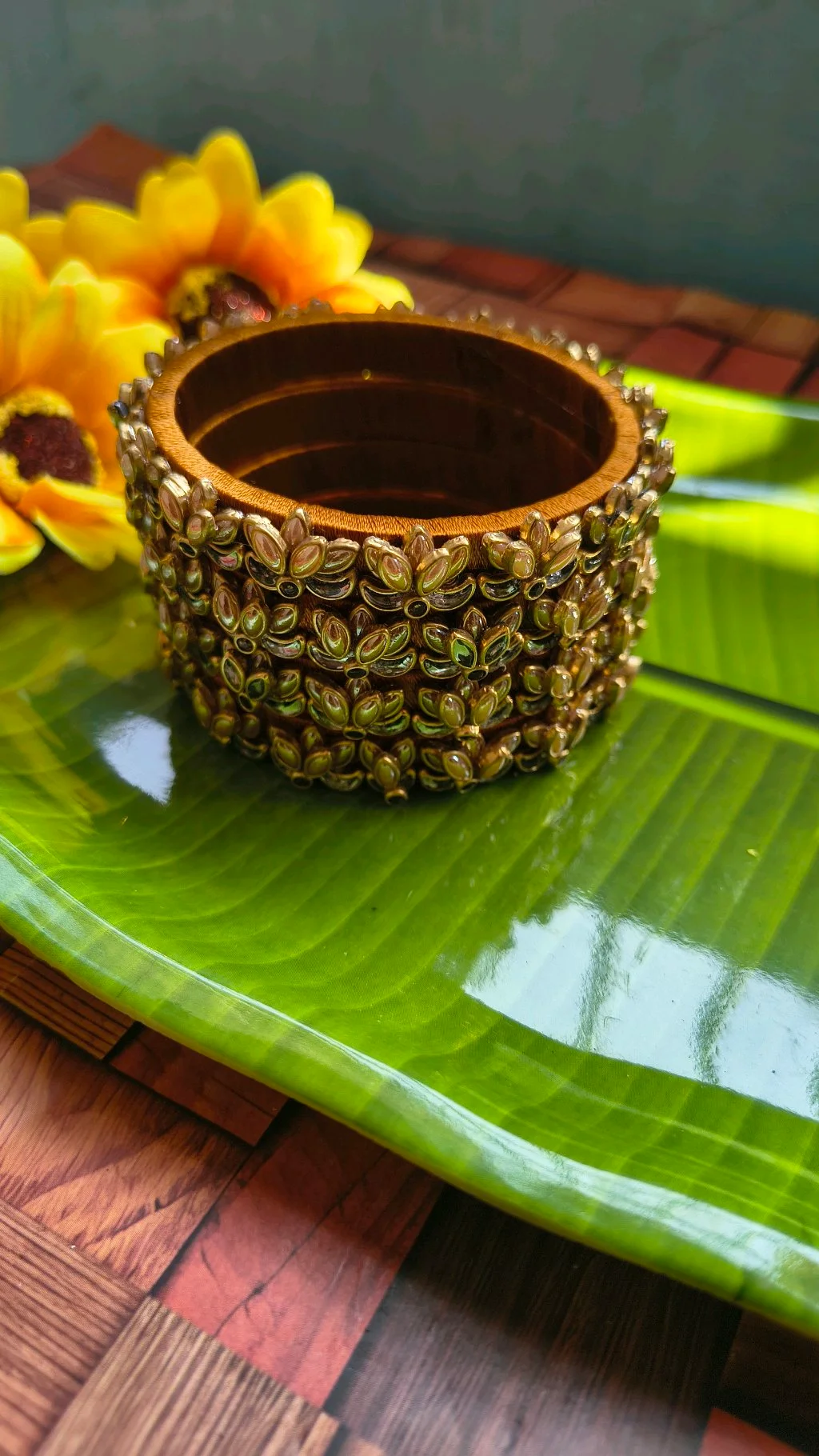 3DLotus Bangles With Gold Stones thumbnail 2