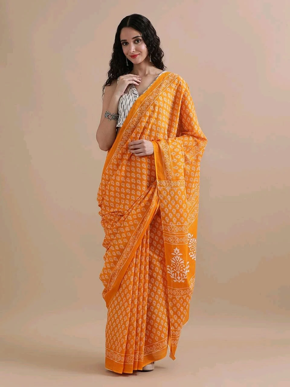 New updateBagru Block Print Cotton mulmul Sarees With Running Blouse Fabric:- Pure Mulmul (9280)Saree:-5.5m+ Blouse:- 1mPrice:- 700 thumbnail 10